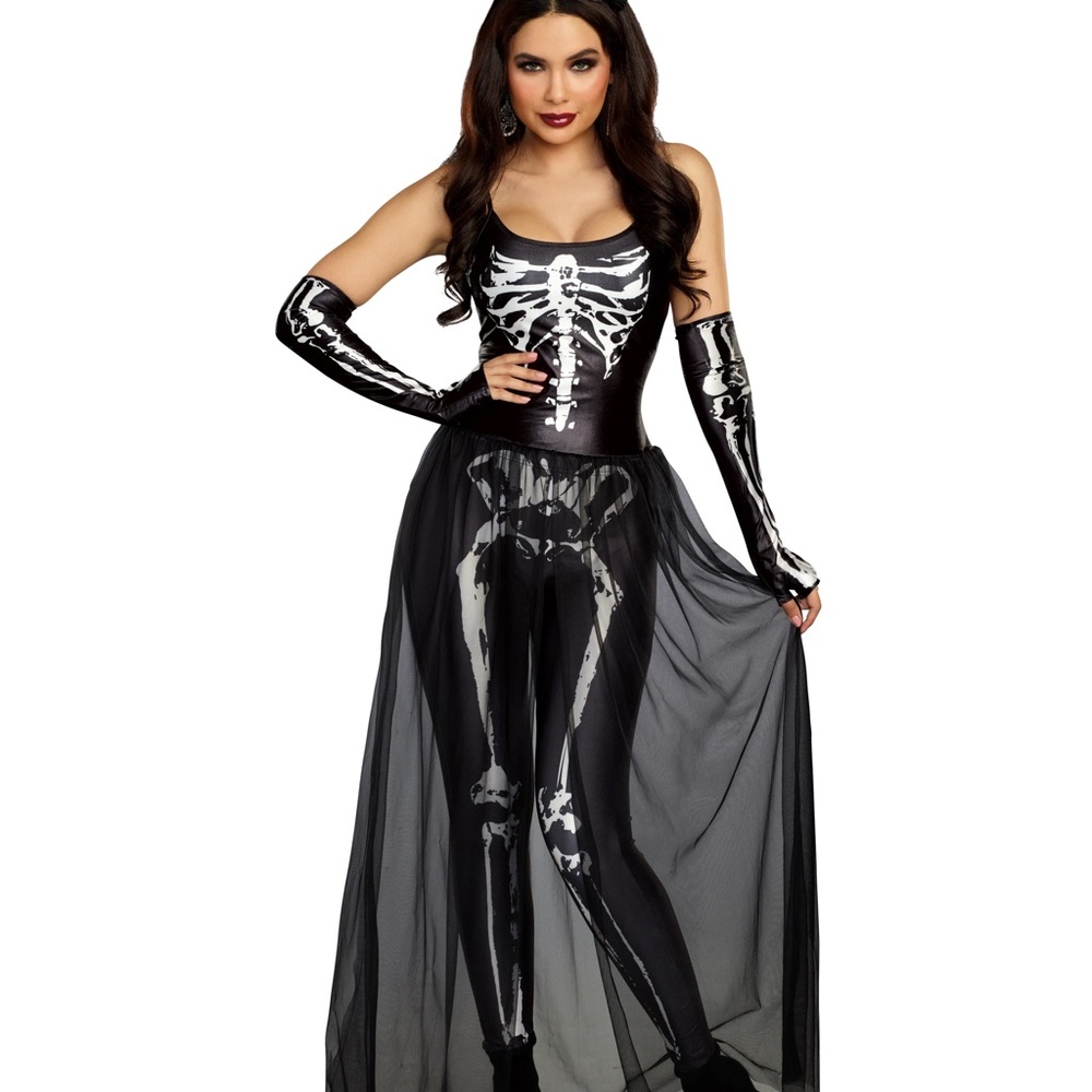 Dreamgirl Women's Bare Bones Babe Skeleton Halloween Costume Jumpsuit